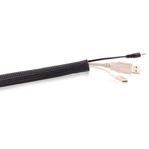 Spitzenspannung Elektrotechnik JSGF37310 - Manga trenzada para cables (con cierre de velcro, 5 m, 12 a 16 mm), color negro