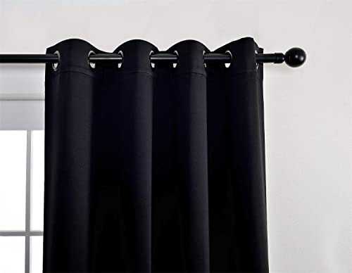 Miuco Room Darkening Grommet Thermal Insulated Blackout Window Curtains Panels For Gilrs Room Window 1 Pair 52X63 Inch Black, Bonus 2 Tie Backs Included #TOP5