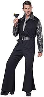California Costumes Flashy 70's Style Jumpsuit Adult Costume, X-Large Black/Silver
