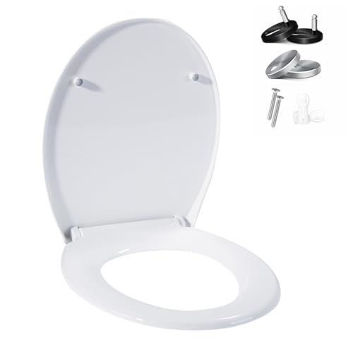 WC Sitz mit Absenkautomatik Toilettendeckel Quick-Release-Funktio,O-Form weiß–Antibakterieller,Toilettendeckel mit 175kg Belastbarkeit,Einfache Montage,Klodeckel für WC,Klodeckel Universal WC Sitz mit Absenkautomatik Toilettendeckel Quick-Release-Funktio,O-Form weiß–Antibakterieller,Toilettendeckel mit 175kg Belastbarkeit,Einfache Montage,Klodeckel für WC,Klodeckel Universal