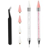 KAHZOR 2 Set Penna di Cera per Strass Unghie con Punte di Ricambio e Pinzetta, Penna per Nail Art di Precisione, Brillantini Unghie, Strass Nail Pen per Decorazioni Unghie e DIY
