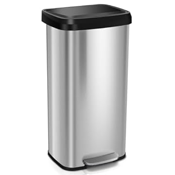 TANGZON 50L/68L Recycling Pedal Bin, Stainless Steel Kitchen Bin with Soft Close Lid, Handle & Non-Slip Base, Fingerprint-Proof Waste Separation Trash Can (68L, with Deodorant Box, Silver)