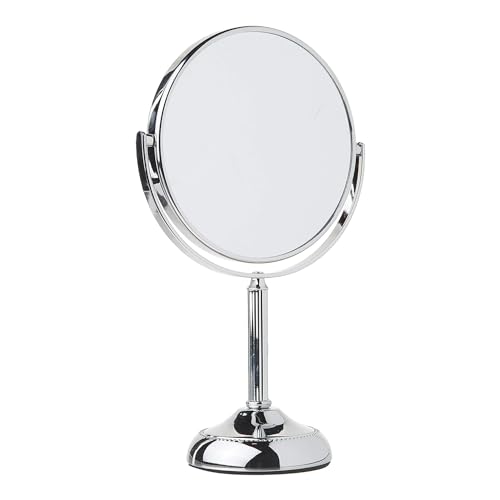 JERDON Two-Sided Tabletop Makeup Vanity Mirror - 10X-1X Magnification &