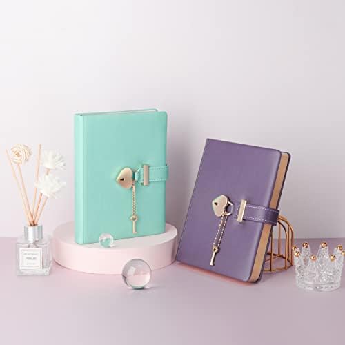Heart Shaped Lock Diary with Key, Conveys Love and Affection, Diary with Lock for Girls and Women, B6(7.5 x 5.5 inchs) (7.5 x 5.5 inchs) Purple