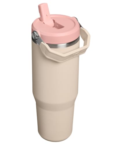 Image of STANLEY IceFlow 2.0 Flip Straw Tumbler with Handle 30 oz | Twist On Lid and Flip Up Straw | Leak Resistant Water Bottle | Insulated Stainless Steel | BPA-Free | Champagne