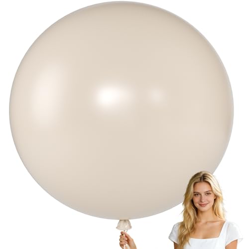 Image of KALOR 9 Pcs 36 Inch Large Sand White Big Giant Round Latex Balloons