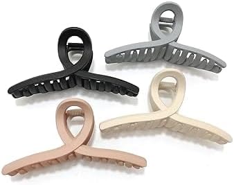 The Warm Chef Large Hair Claw Clips, Jelly Banana Clips for Thick Hair, Non-Slip Barrette Hair Accessories in Neutral Colours (Pack of 4)