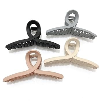 The Warm Chef Large Hair Claw Clips, Jelly Banana Clips for Thick Hair, Non-Slip Barrette Hair Accessories in Neutral Colours (Pack of 4)