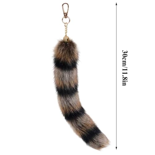 14 Inch Fluffy Faux Fur Animal Tail Keychain for Bag Charm Purse Decor - image 2