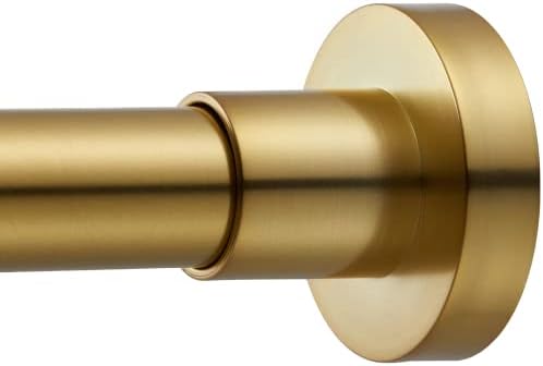 EBOATOP Shower Curtain Rod Tension- No Drill Non-Slip Spring Tension Shower Rod for Window or Bathroom, 54-90 inches Metal Steel, Gold