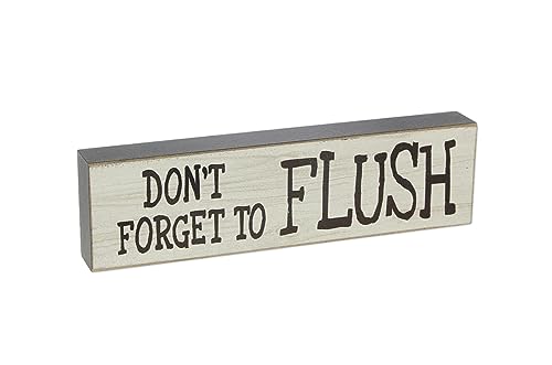 Poor Boy 5.5' x 1.5' 'Don't Forget to Flush' Bathroom Mini Wood Block Sign