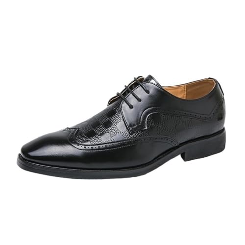 Mens Large Size Derby Dress Shoes Fashion Solid Color Business Casual Suit Leather Wedding Footwear Lace up