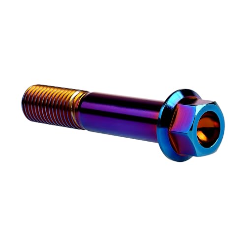 Image of Titanium Bolt M12 30 35 40 45 50 55 60 65 70 75 80 85 90mm Hex Small Flange Head for Motorcycle Car Modification Pack of 4 (M12x60mm Pitch 1.5, Burnt Blue)