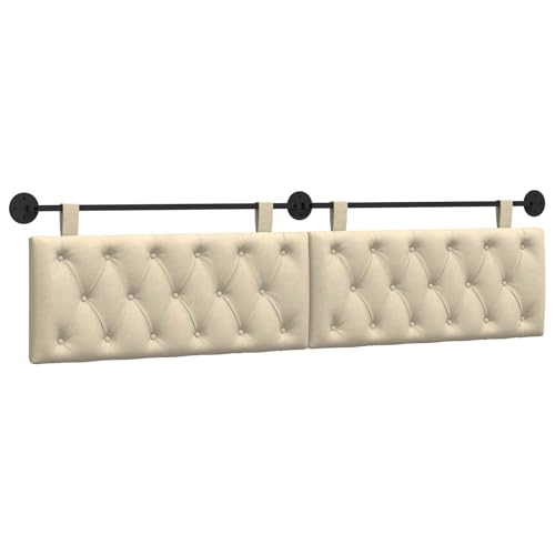 vidaXL Cabecera Colgante Crema 210 x 55 x 7 cm Tela, Cabecero Rectangular de Tela para Dormitorio, diseño Moderno Colgante, Respaldo Acogedor y Suave, eficiente en Espacio