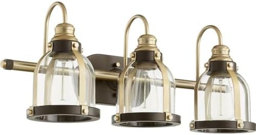 Quorum 586-3-8086 Restoration Three Light Vanity in Brass - Antique Finish,