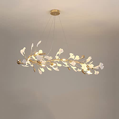 Lustre en branche de feuille de Ginkgo en porcelaine haut de gamme pour salon