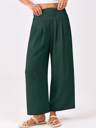 Image of ANRABESS Womens Wide Leg Palazzo Pants with Pockets | Lightweight Breathable High Waisted Pants, Beach Vacation Flowy, Lounge & Casual Summer Trousers