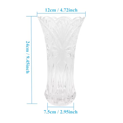 Vase à Fleurs en Verre Clair, 24CM Vase en Cristal épaissi pour, vases décoratif pour Herbe de la Pampa, Tulipes, orchidées, Roses, Fleurs séchées – Image 6