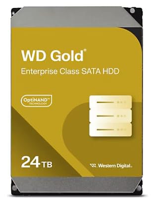 Western Digital 24TB WD Gold Enterprise Class SATA Internal Hard Drive HDD - 7200 RPM, SATA 6 Gb/s, 512 MB Cache, 3.5" - WD241KRYZ