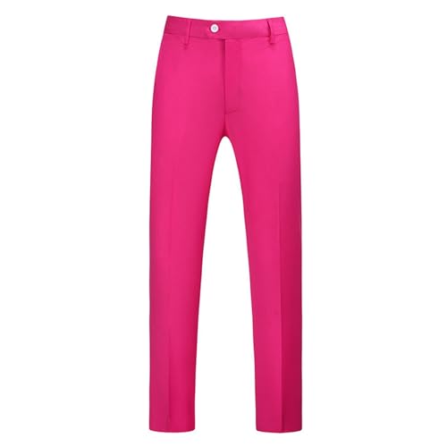Calças de fato para homem, calças inteligentes de perna reta com bolsos frontais planos, leves, multicoloridos, Rosa