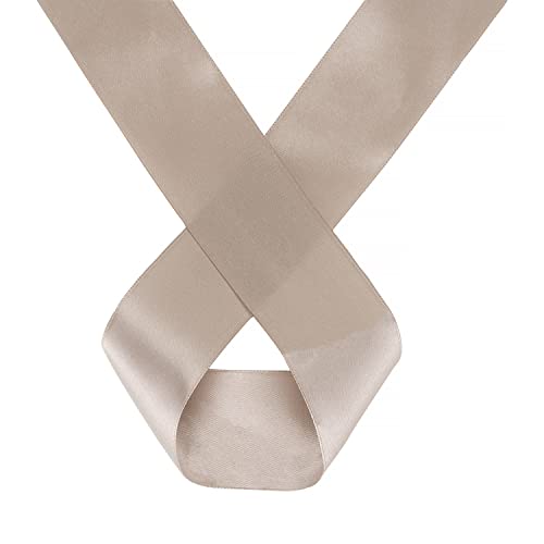Trimming Shop 23mm Taupe Satin Ribbon for Gift Wrapping, 25M Double Sided Polyester Ribbon Roll for Crafting Bouquets, Cake, DIY Hair Accessories, Sewing, Making Bows, Wedding Decoration