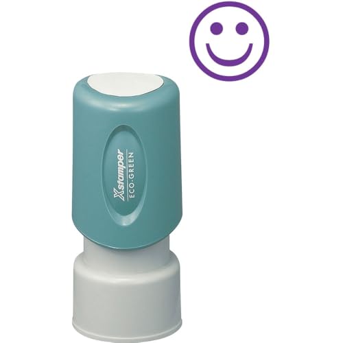 SHACHIHATA INC Xstamper Pre-Inked Specialty Smiley Face Stamp (XST11420) , Purple