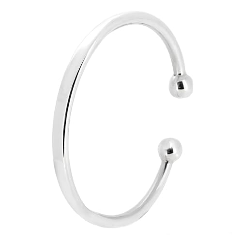 Men's Solid 925 Sterling Silver Torque Bangle Bracelet - Plain Cuff Bar Silver Bracelet for Men