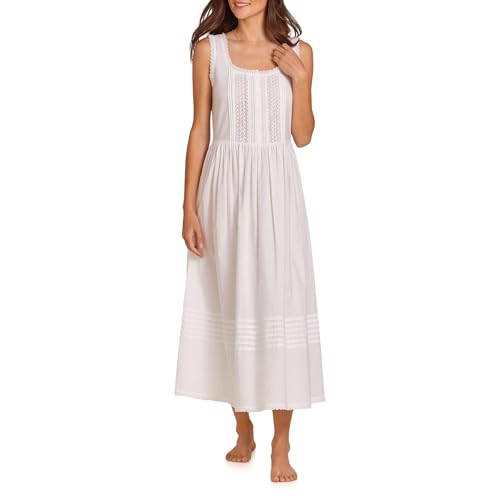 Eileen West Queen Anne's Lace Womens Sleepwear & Loungewear - Victorian Dreams Collection - 100% Cotton Lightweight Nightgown