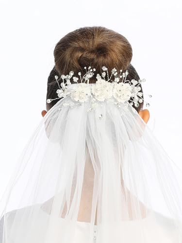 Pink Princess Girls First Communion Veil - 1st Communion Veil Holy - Head Pieces for Catholic Accessories - Velos de Primera Comunion2