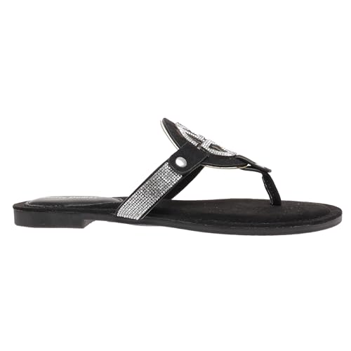 Image of Pierre Dumas Women's Medallion Vegan Slide Thong Flip Flop Flat Sandal