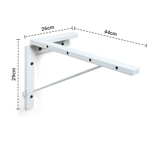 Livzing Foldable Wall Mount Cloth Drying Stand-Wall Stand for Cloth Dress Drying-Cloth Dryer Stand for Balcony-Collapsible Metal Wall Mount Space Saving Cloth Drying Rack-White