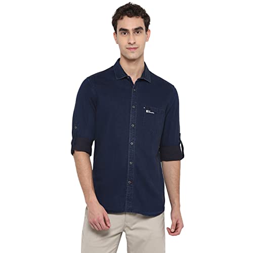Image of Red Chief Denim Solid Fabric Full Shirt for Men