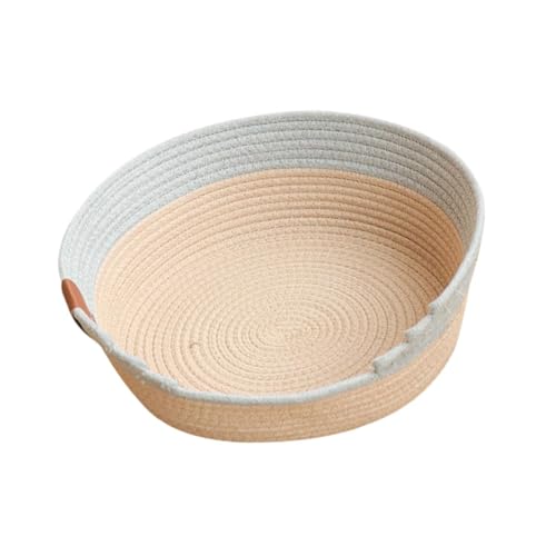 Cotton Rope Woven Cat Bed Basket Pet Accessories Furniture Protector Comfortable Cat House Kitten Bed for Indoor Cats, L