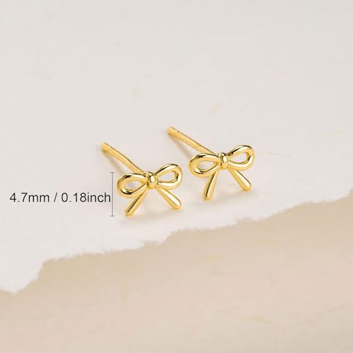 HANLI Bow Earrings for Women - 14K Gold/Silver Plated Bow Earrings Small Ribbon Coquette Stud Earring Trendy Jewelry Gift4