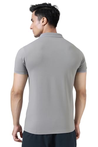 Image of FUAARK Men Slim Fit Pique Aura Polo Tshirt with Short Sleeves & Reflective Chest Logo -