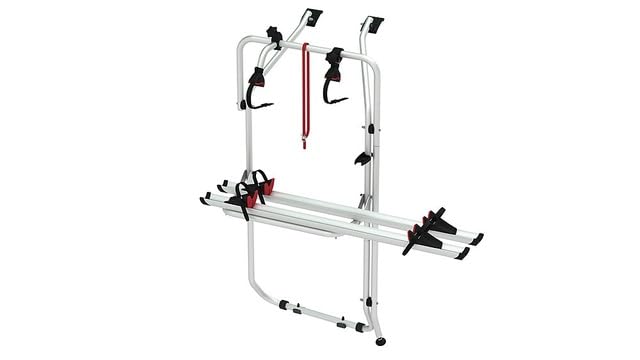 Fiamma Portabicicletas Carry Bike para VW T5 D/T6 D, Aluminio, Color Gris, Capacidad de Carga de 35 kg, Montaje en Puerta Trasera sin taladrar, 7,7 kg