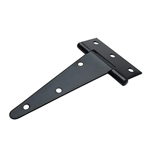 Tambee T-Strap Barn Door Hinges Shed Door Heavy Duty Hinges Gate Strap Hinges Black Wrought Hardware Iron Rustproof (5Inch, 4 Pcs) #TOP3