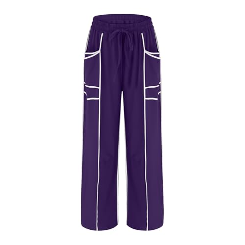 Image of Barrel Pants Women Casual Cargo Wide Leg Baggy Sweatpants Drawstring High Waisted Lounge Palazzo Pants with Pockets