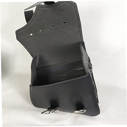 Alforja para motocicleta de cuero PU con correa gruesa, diseño lado izquierdo, bolsa de almacenamiento duradera para ciclismo y senderismo al aire libre miniatura 3