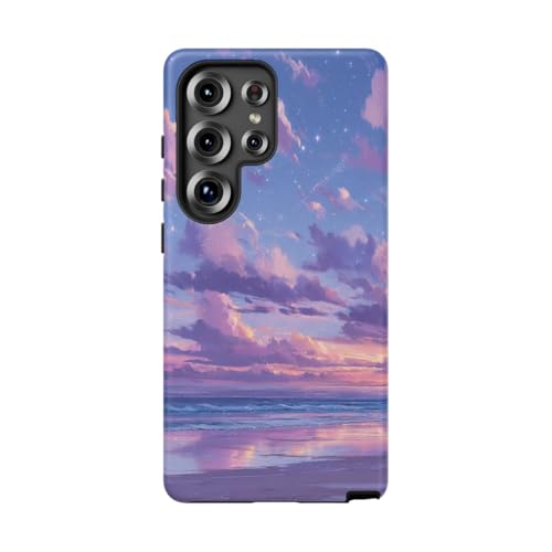 Coque Samsung S25 Ultra violette mate au décor de coucher de soleil sur la plage