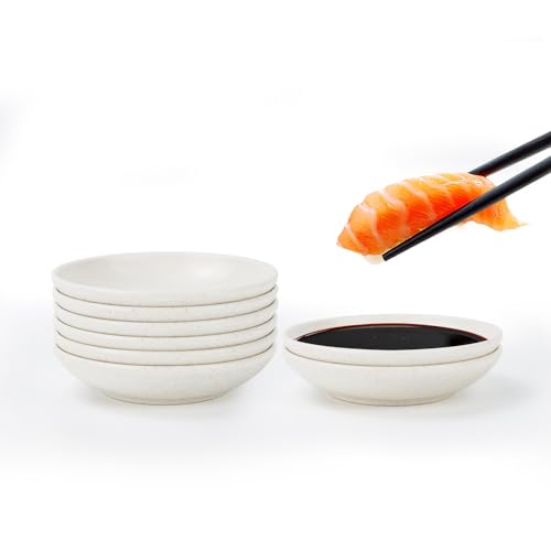 Wrova soy sauce plates 4 inch set of 8, soy sauce dish 1.5oz for side dishes dishwasher safe, unbreakable plastic sauce dish for sushi,dishes,sauce,condiment...White