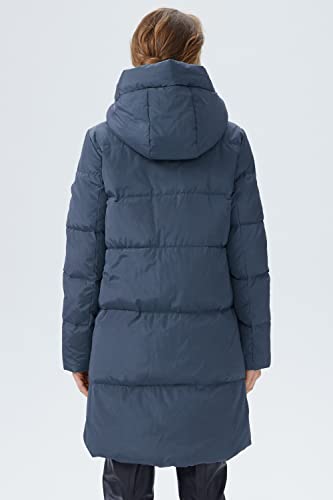 Orolay Women's Stylish Down Jacket Hooded Winter Coat Two-Way Zipper Puffer Jacket Navy Blue Xl #TOP1