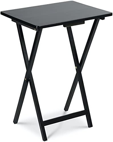 PJ Wood Folding TV Tray & Snack Table - Black