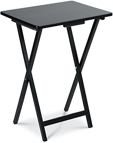 PJ Wood Folding TV Tray & Snack Table - Black