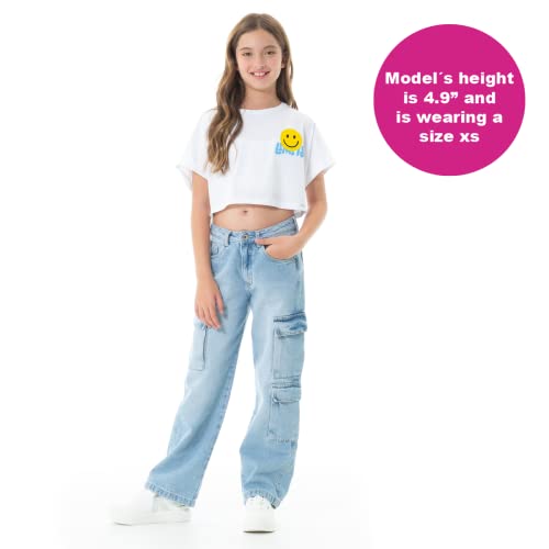 Cargo Pants for Girls - High Waist Wide Leg Baggy Jean for Teens Fashionable Loose Fitting Flap Pocket Denim2