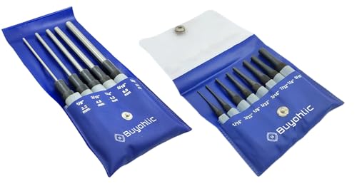 Set of 5 Pcs Long & 8 Pcs Short Drive Bolt Catch Roll Pin Punch Set-Hard & Ground/Imperial Assembly Kit (Set of Both)