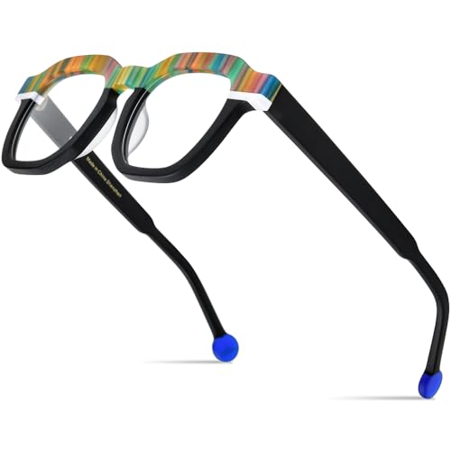 Image of HEPIDEM Multicolor Acetate Glasses Frame Women,Oversize Round Optical Eyeglasses