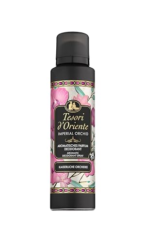 Tesori d'Oriente Perfume desodorante 'Imperial Orchid', 150 ml, desodorante aromático en aerosol con orquídea de lujo, fragancia para soñar, protección 24 horas, ritual de bienestar para cuerpo y