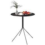 Outsunny Gartentisch &Oslash;60 x 71 cm, wetterfester runder Balkontisch aus Stahl mit Fu&szlig;polster, Beistelltisch, Esstisch, Campingtisch, Terrassentisch f&uuml;r Garten, Terrasse, Balkon, schwarz