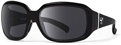 7eye Mistral | Wind Blocking Sunglasses - Glossy Black, Polarized Gray Lenses, One Size